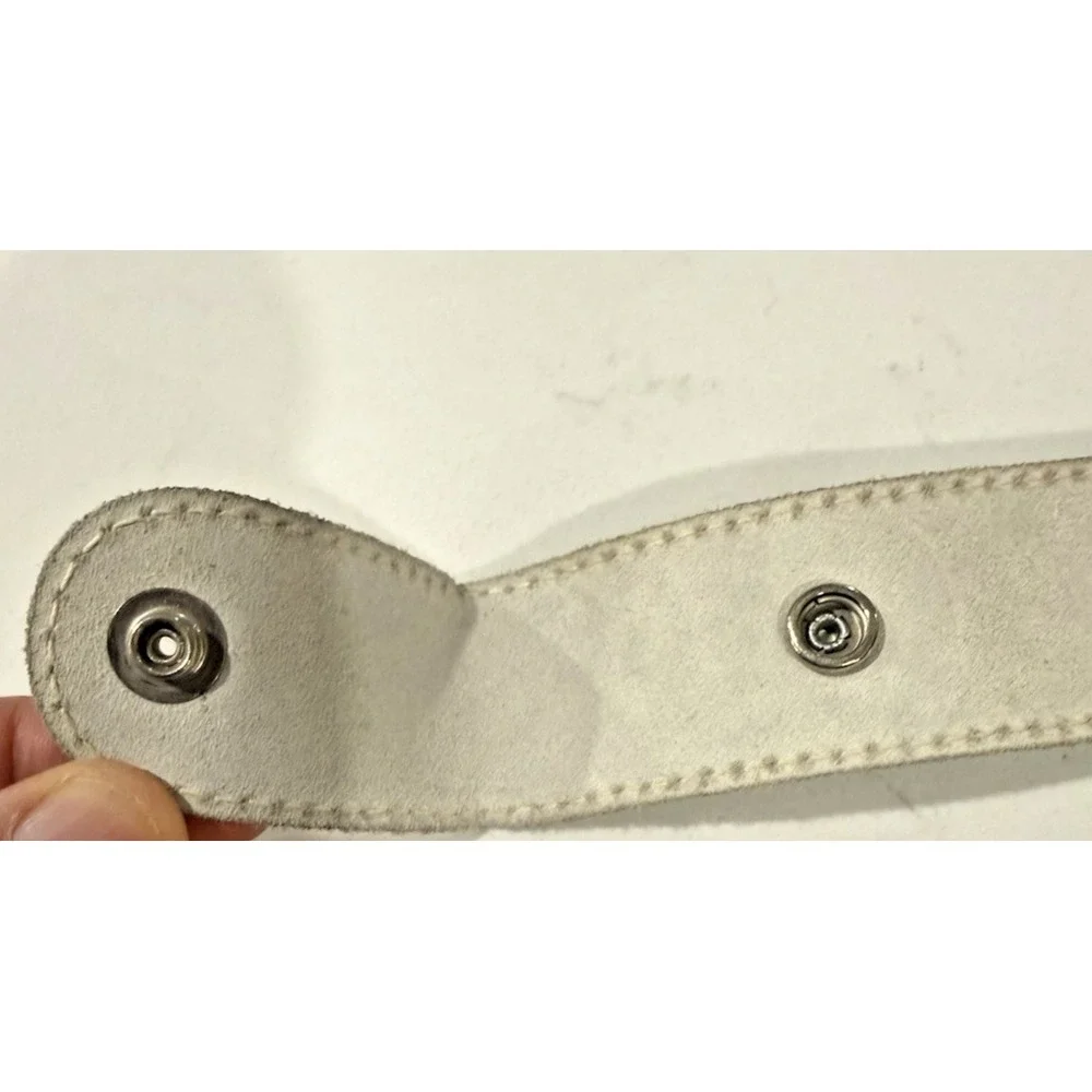 Rare Vintage White Leather Turquoise & Medallion Belt Womens OSFM Southwest